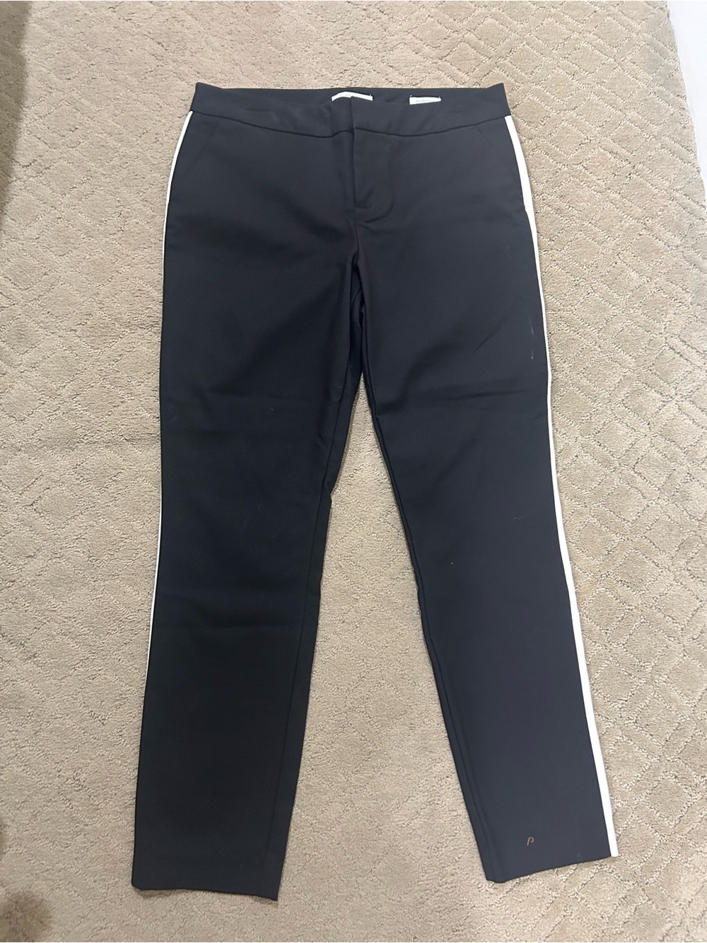 Pure Navy Black ankle Pants with White Side Stripe size 8